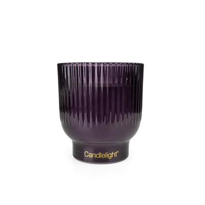 Candlelight Home 10CM MEDIUM RIDGED FOOTED GLASS CANDLE BLACKBERRY & FIG TREE - 5% BLACKBERRY & FIG TREE SCENT