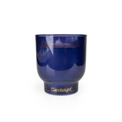 Candlelight Home 10CM MEDIUM RIDGED FOOTED GLASS CANDLE IRIS & TONKA BEAN - IRIS & TONKA BEAN SCENT