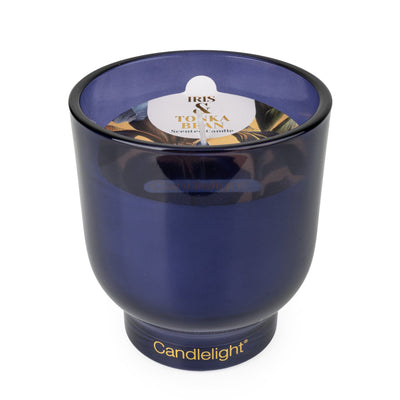 Candlelight Home 10CM MEDIUM RIDGED FOOTED GLASS CANDLE IRIS & TONKA BEAN - IRIS & TONKA BEAN SCENT