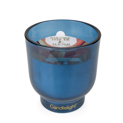 Candlelight Home 10CM MEDIUM RIDGED FOOTED GLASS CANDLE PARADISE FLOWER & MANGO - 5% PARADISE FLOWER & MANGO SCENT