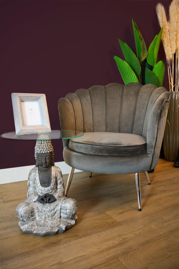 Grey scallop chair on sale silver legs