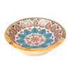 Candlelight Home LARGE MANGO WOOD BOWL WITH ENAMEL MEZE DESIGN