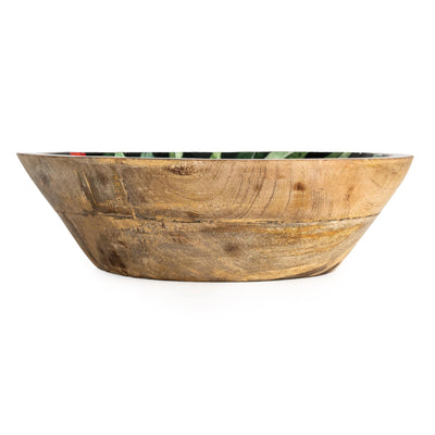 Candlelight Home LARGE MANGO WOOD BOWL WITH ENAMEL PRINT