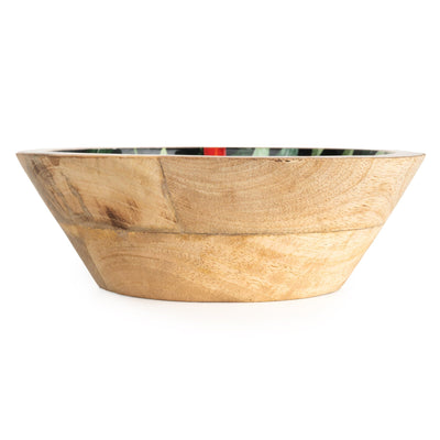 Candlelight Home MEDIUM MANGO WOOD BOWL WITH ENAMEL PRINT