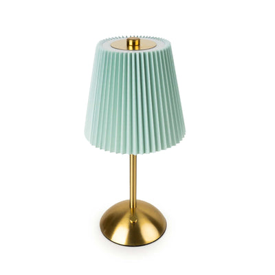 Candlelight Home Metal LED Table Lamp with Pleated Shade - Duck Egg