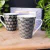 Candlelight Home Mugs Set of Heron Two Black Grey Victorian Mugs with White Gold Handles (MO) 1PK