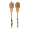 Candlelight Home SET OF 2 WOODEN FORK/SPOON WITH ENAMEL INLAY ORANGE BLOSSOM - WHITE