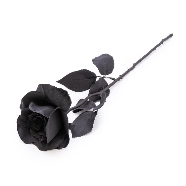 Single Stem Faux Open Rose Black 54 cm Tall 10PK - Candlelight Home