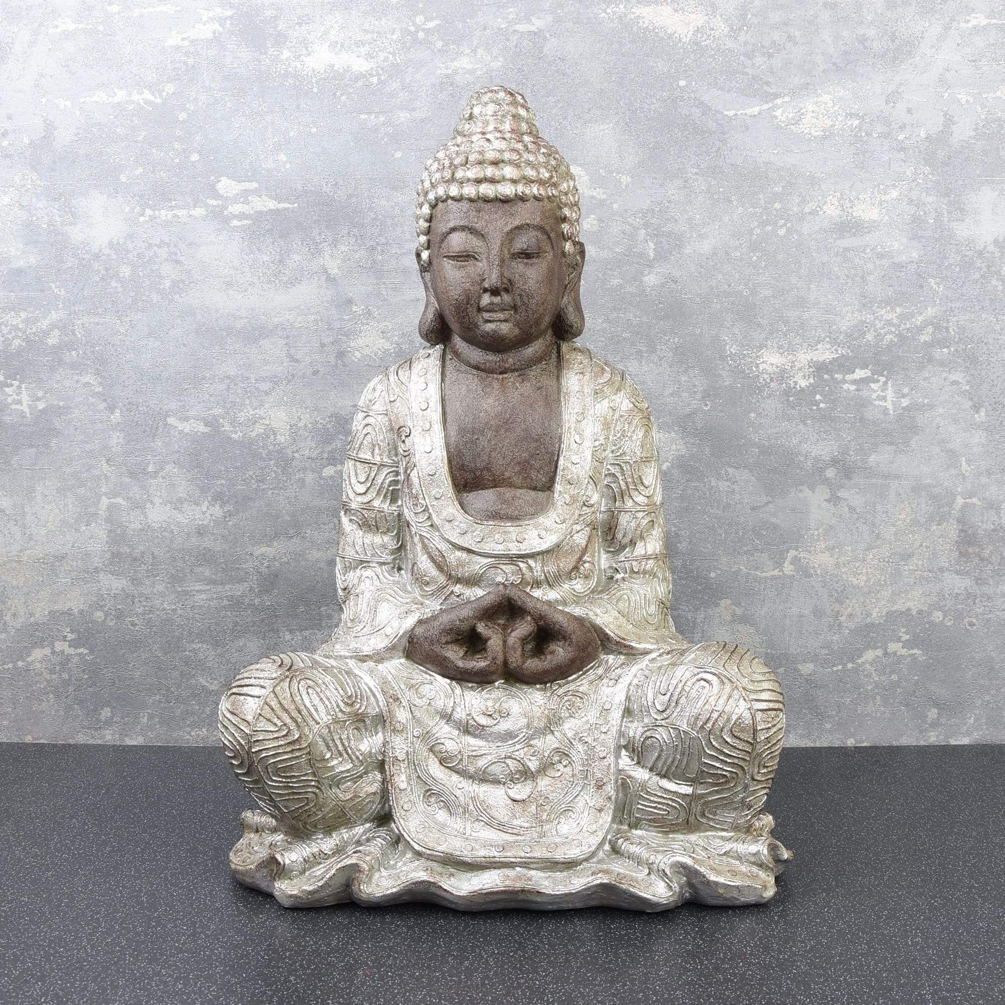 Large Sitting Home - Black Silver and Candlelight 47.5cm Buddha 1PK Ornament